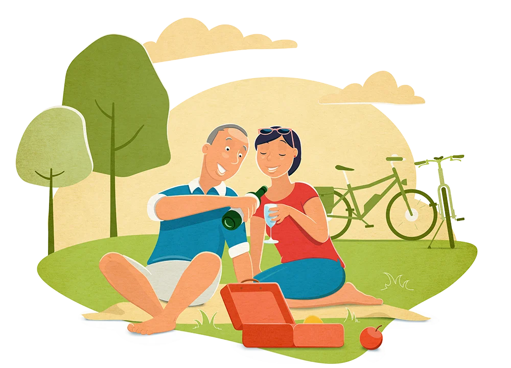 Genussorientierte Natururlauber Zielgruppenillustration Reiseland Brandenburg