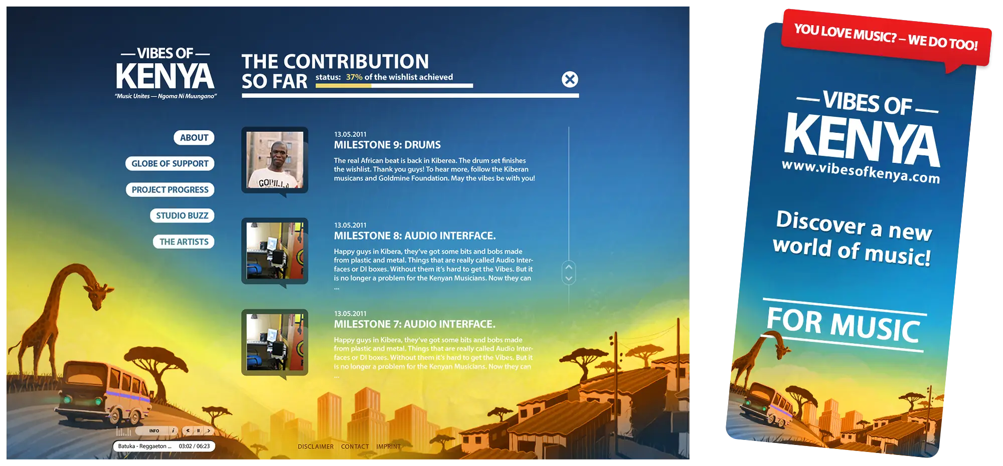 Interface der Webseite Vibes of Kenya