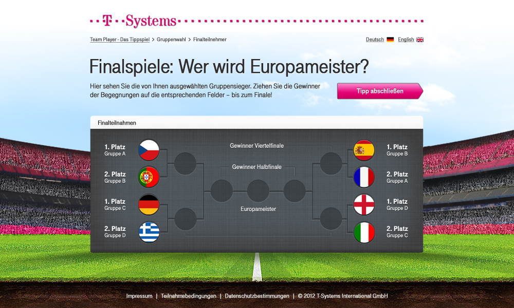 Screen Design für die App Team Player – Das Tippspiel