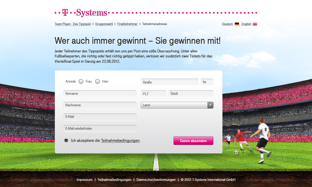 Screen Design für die App Team Player – Das Tippspiel