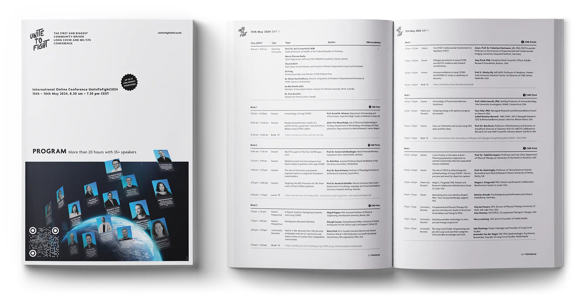 Programmheft der Unite To Fight 2024 Konferenz mit gestalteten Layout-Seiten