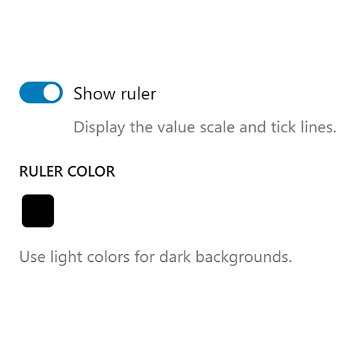 Blende die Skala ein oder aus und wähle die Farbe passend zu deiner Seite.