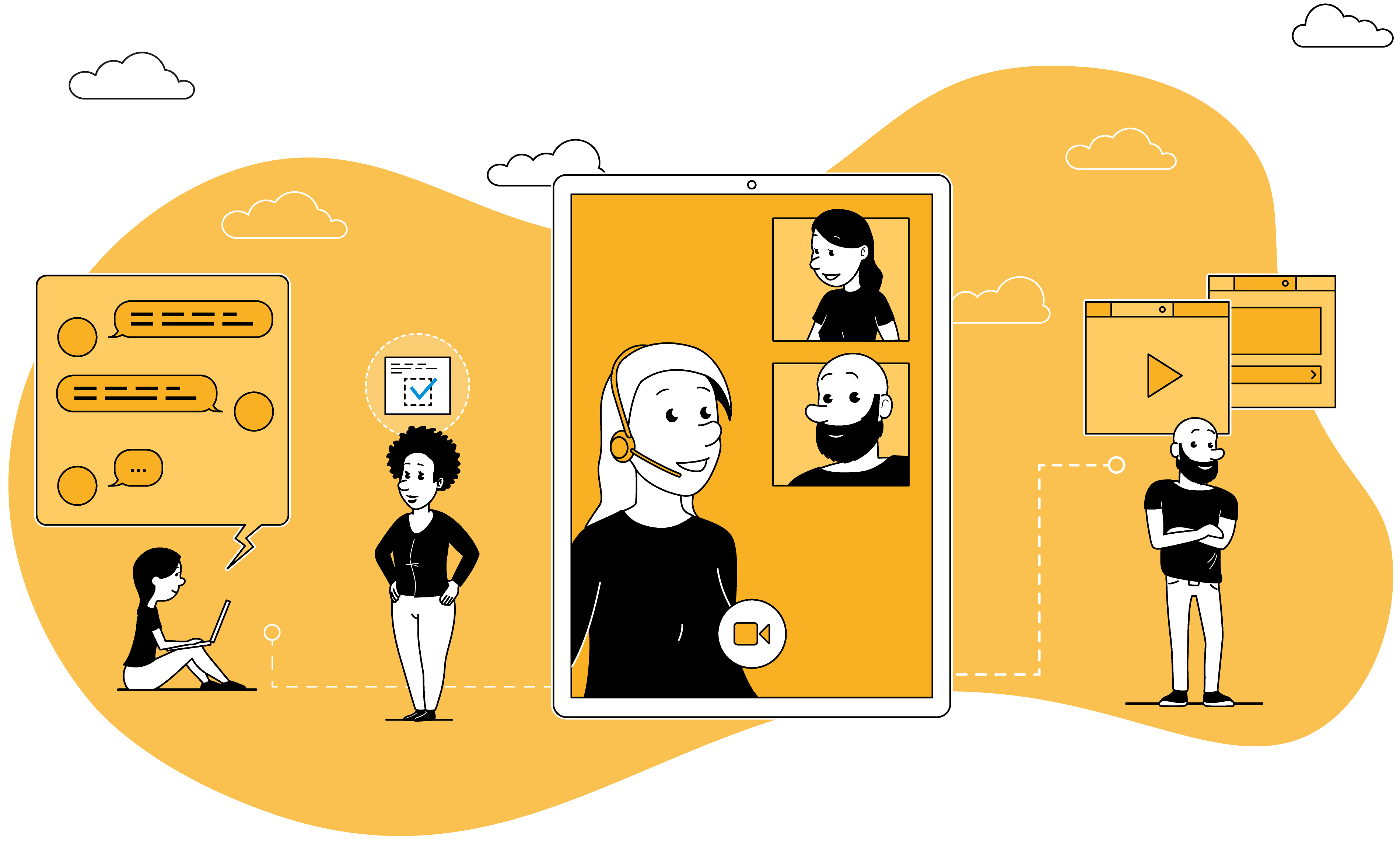 Illustration eines Projektablaufs via Zoom